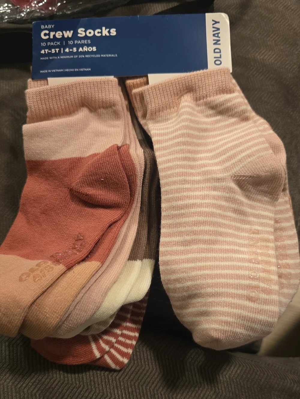 Old Navy Kids Crew Socks in Pink, Blush, Brown & Cream - 10 Pack